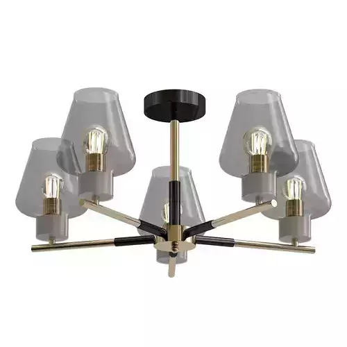 goreyn five light chandelier with gold and glass shades