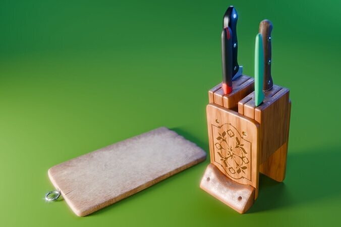 Knives And Cutting Board 3D model