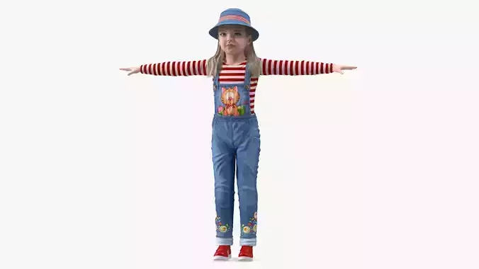 Child Girl Street Style Rigged 3D model