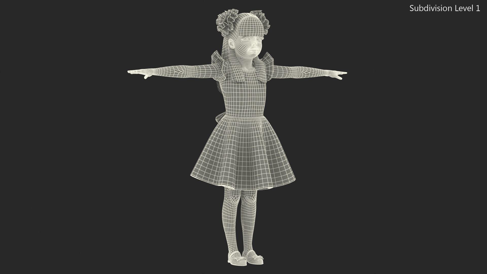 Child Girl Party Style Rigged 3D model_20