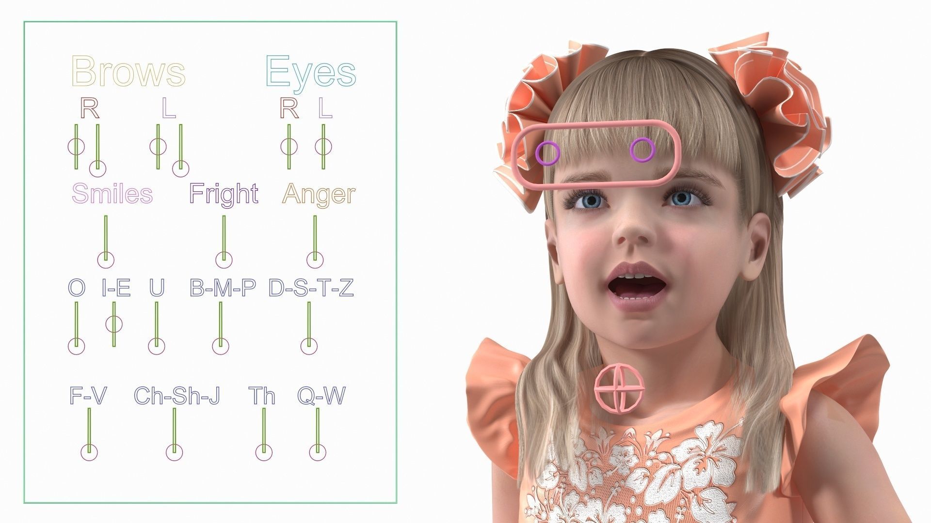 Child Girl Party Style Rigged 3D model_2