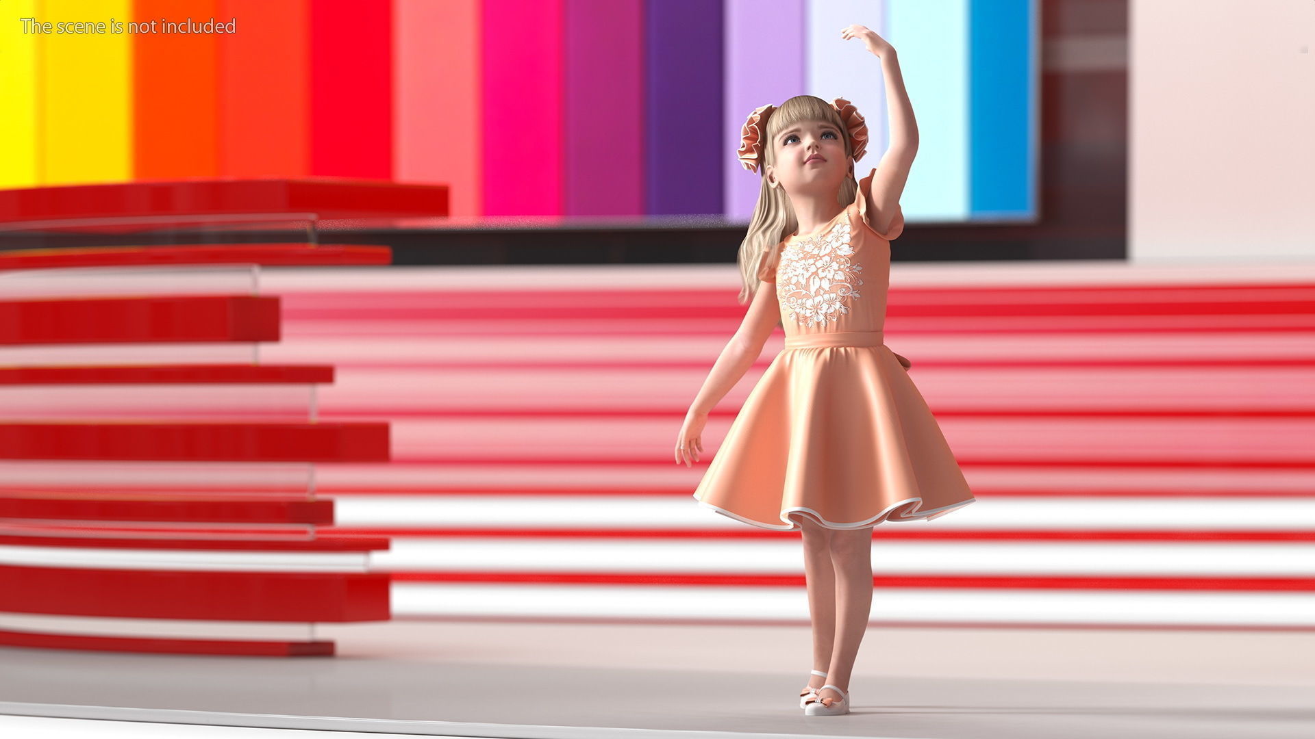 Child Girl Party Style Rigged 3D model_6