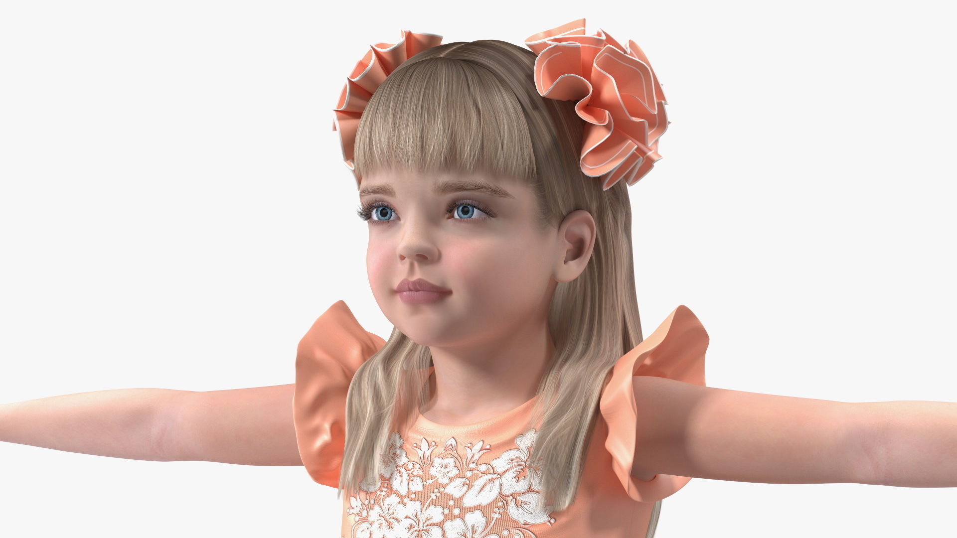 Child Girl Party Style Rigged 3D model_14