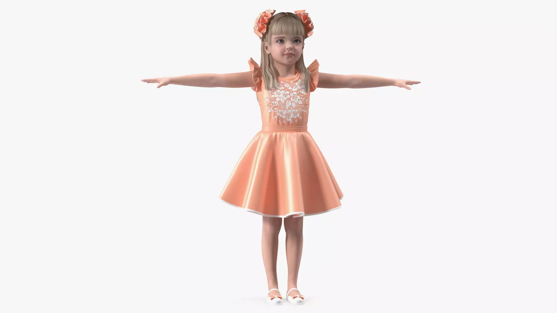 Child Girl Party Style Rigged 3D model_0