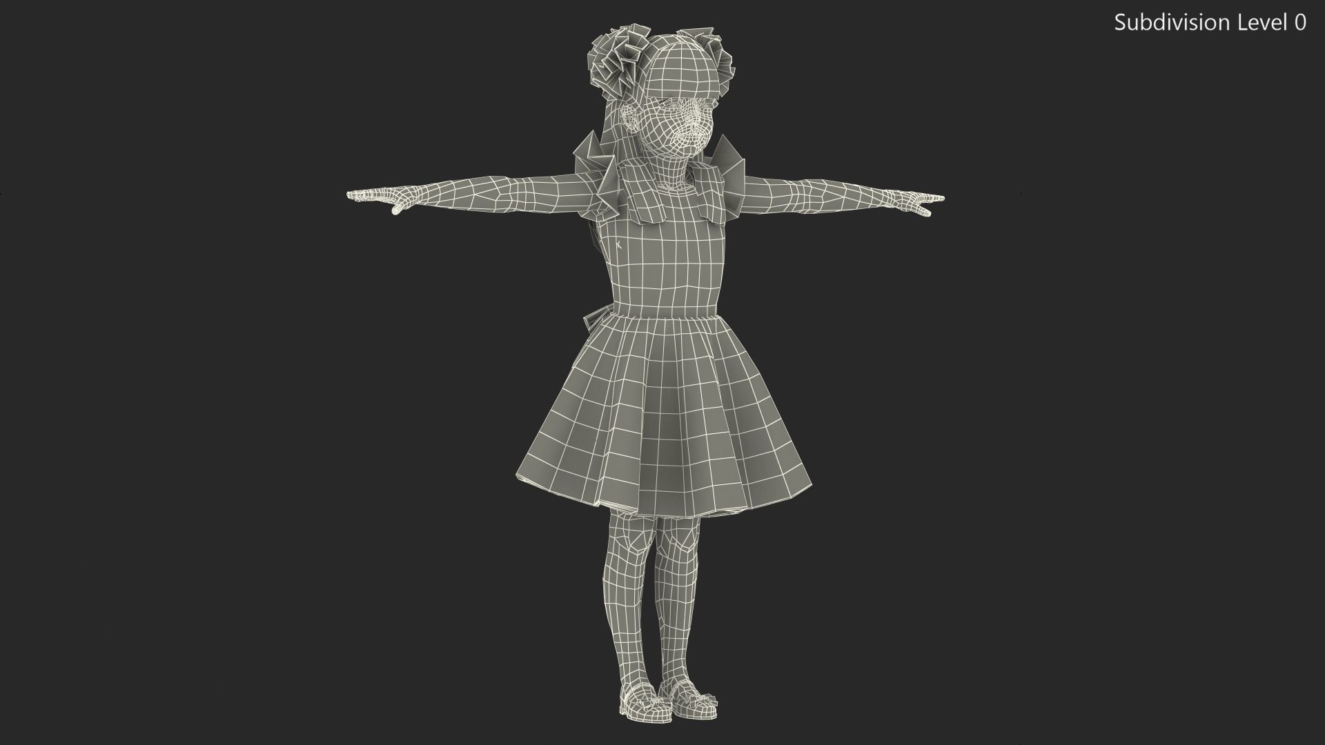 Child Girl Party Style Rigged 3D model_19