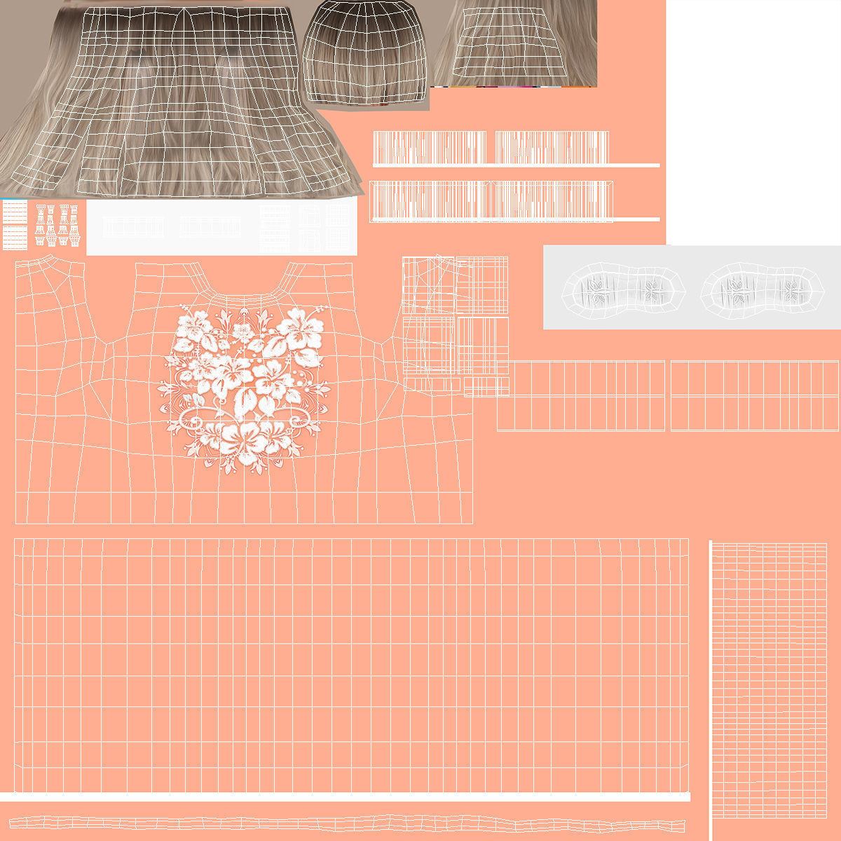 Child Girl Party Style Rigged 3D model_21