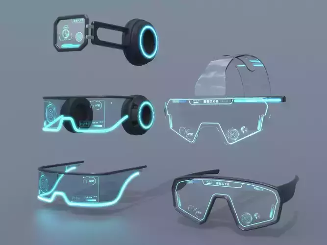 Sci fi glasses and helmet pack x5 3D Model Collection