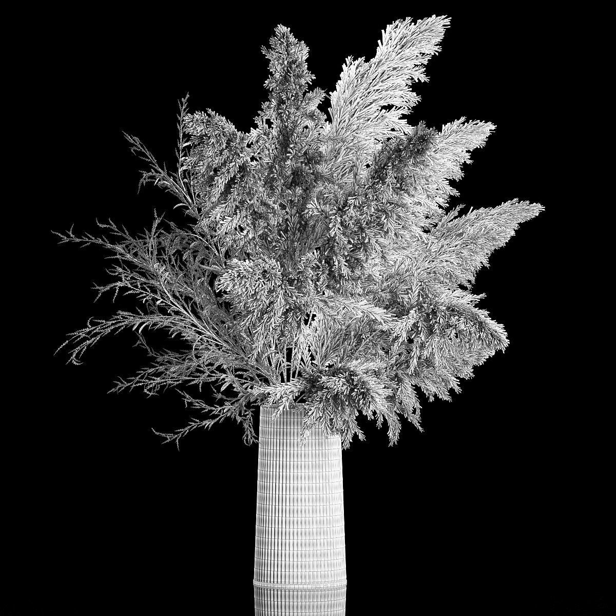 Bouquet Of Pampas Grass In A Vase Dried Flowers 3D model_5
