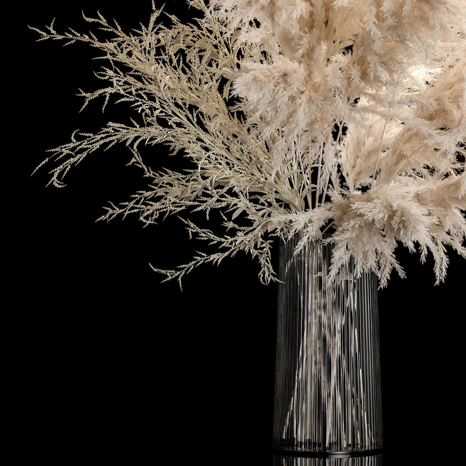 Bouquet Of Pampas Grass In A Vase Dried Flowers 3D model_1
