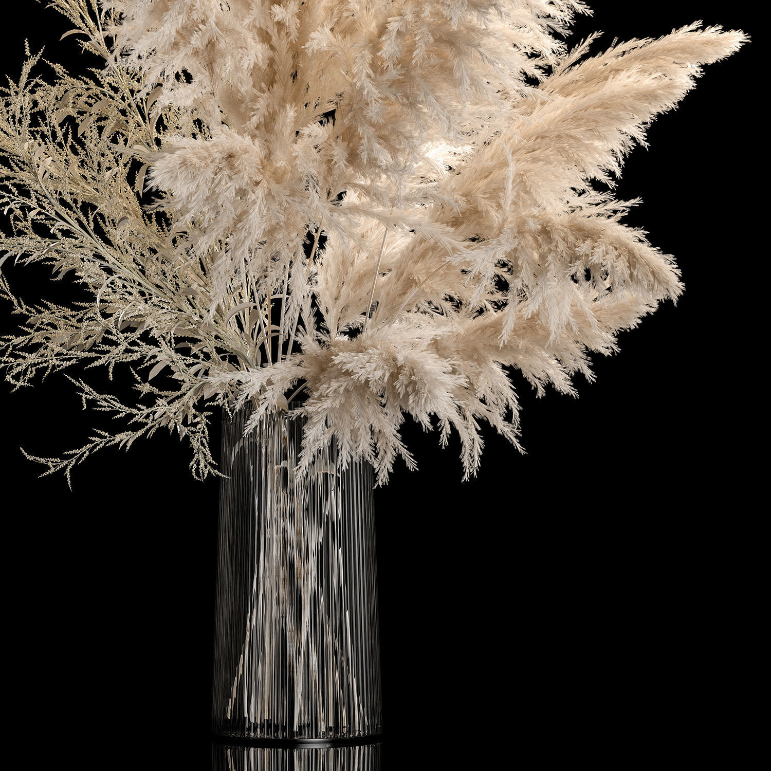 Bouquet Of Pampas Grass In A Vase Dried Flowers 3D model_3