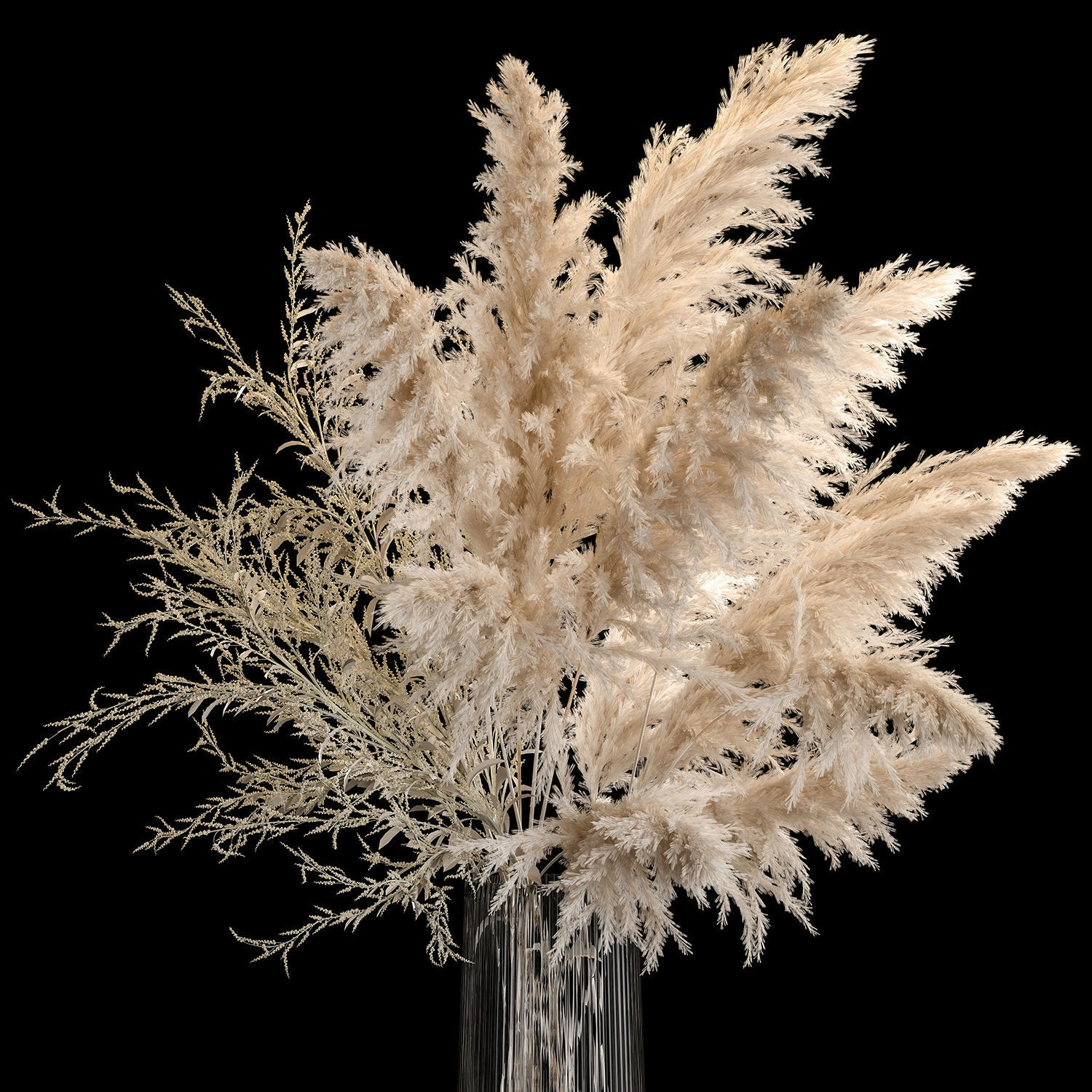 Bouquet Of Pampas Grass In A Vase Dried Flowers 3D model_2
