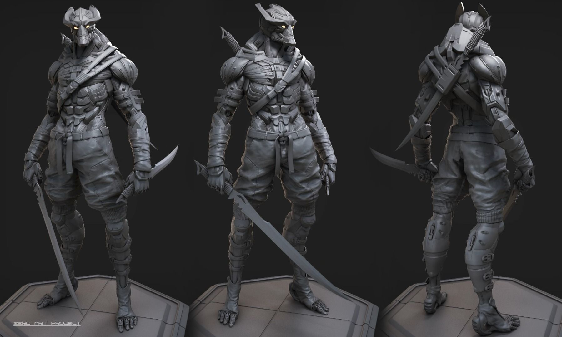 SHINOBI HIGHPOLY STL souls character art 3D print model_3