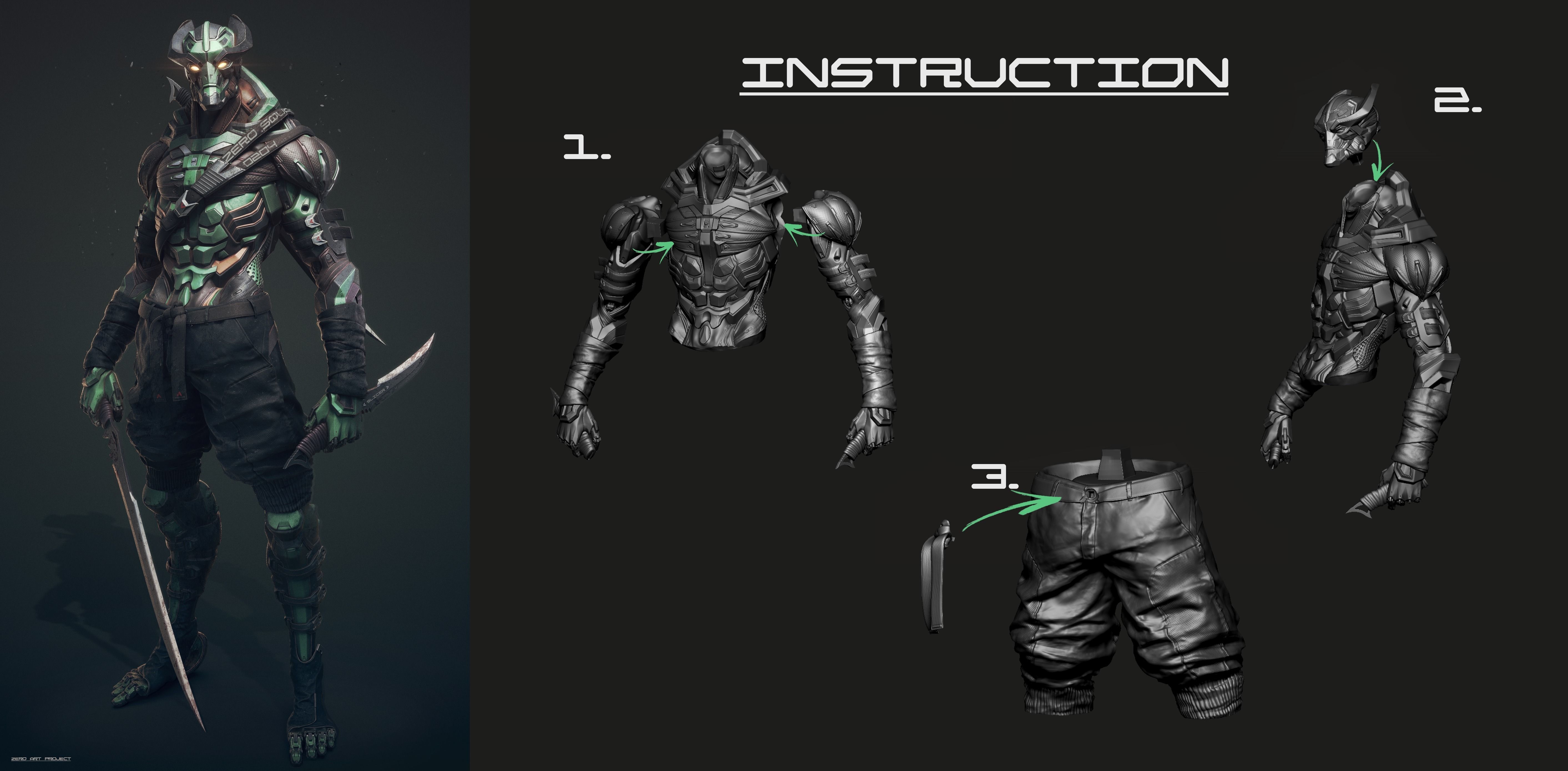 SHINOBI HIGHPOLY STL souls character art 3D print model_4