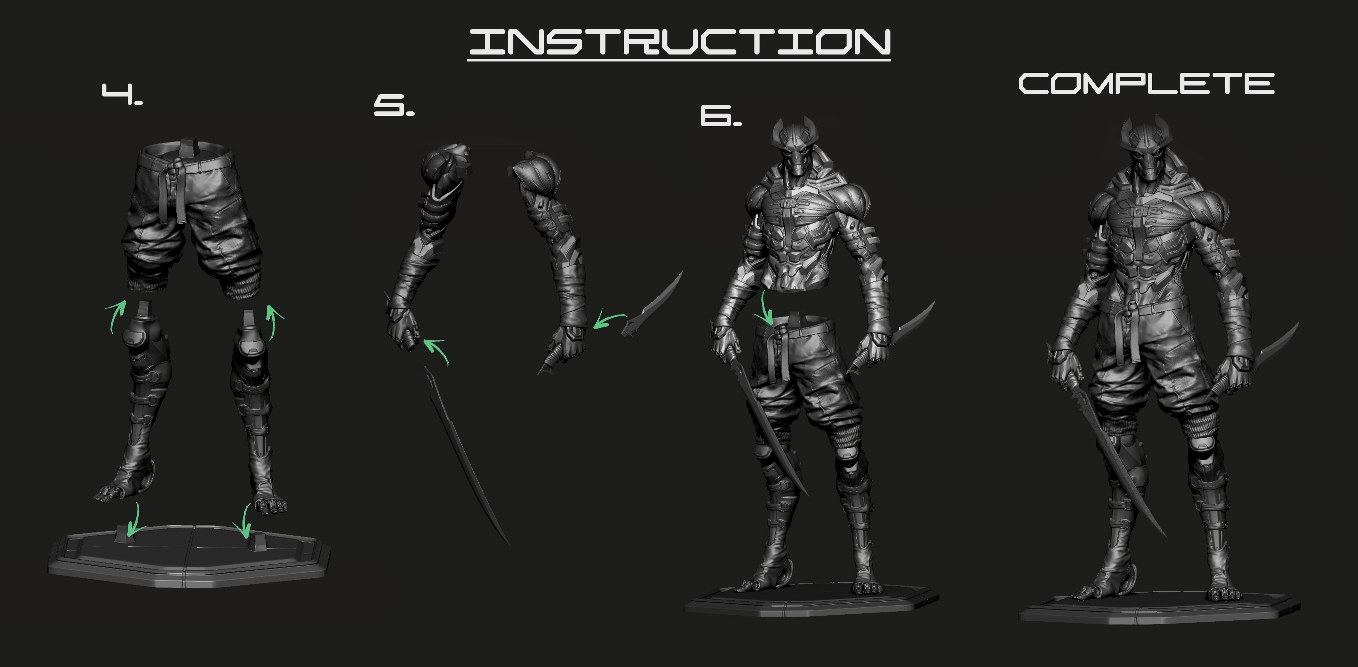 SHINOBI HIGHPOLY STL souls character art 3D print model_5