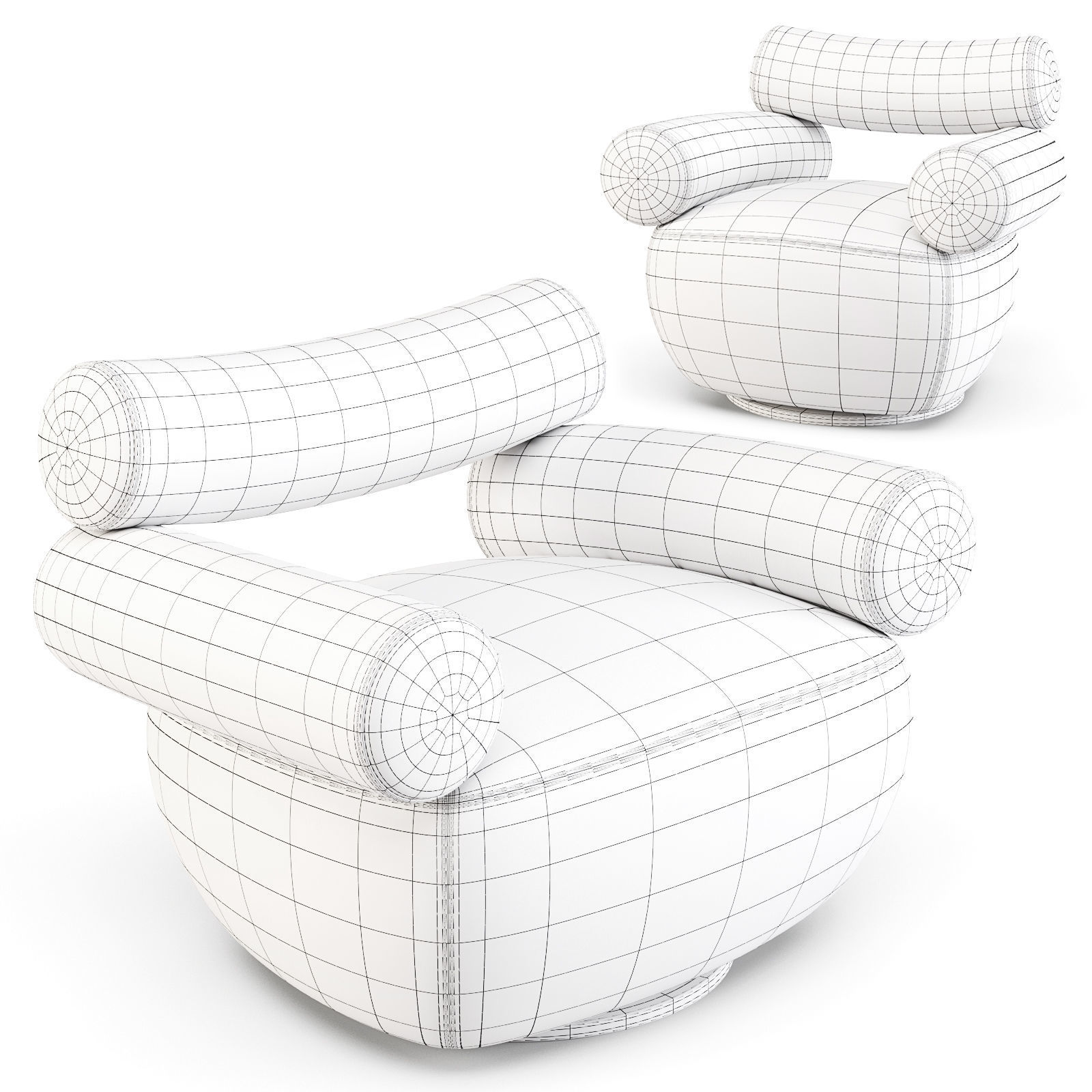 Labofa Mallow - Lounge Chairs Large and Small 3D model_2