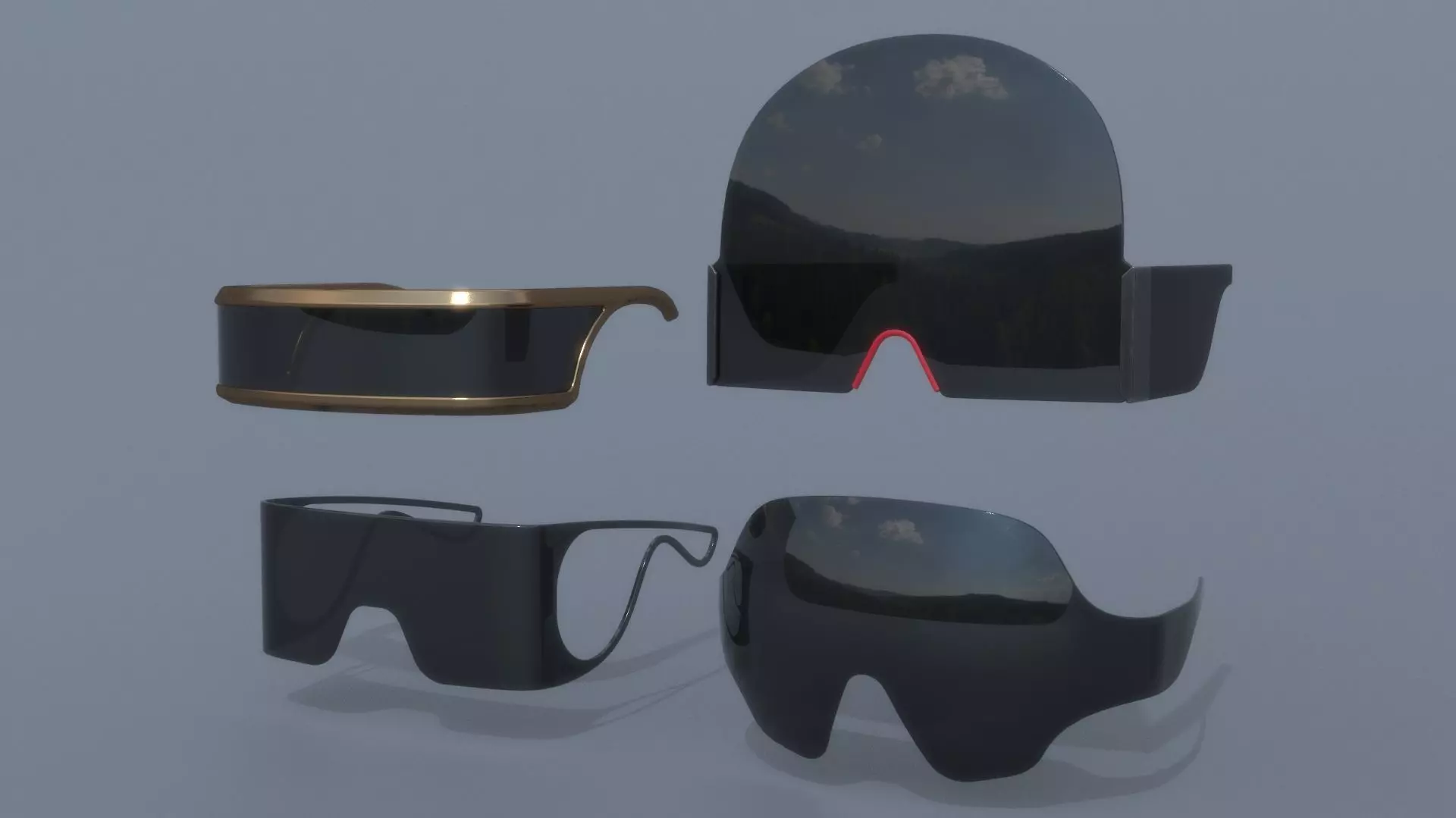 Fashion Sci fi glasses pack x4 3D Model Collection_0