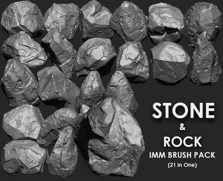 STONE AND ROCK MEGA PACK 4 IN ONE - 87 BRUSHES 3D model_1