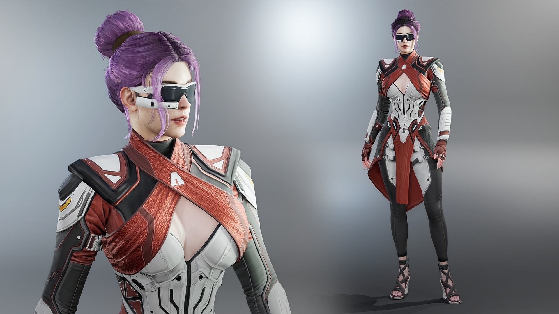 Sci-fi female Low-poly 3D model_4