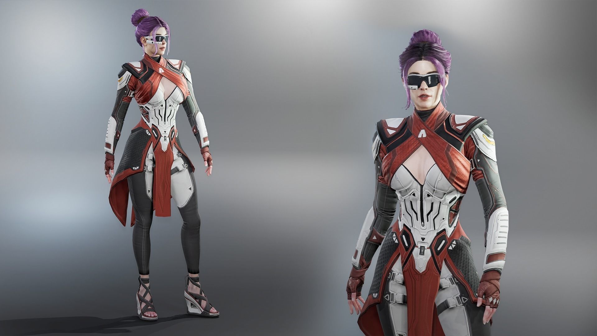 Sci-fi female Low-poly 3D model_3