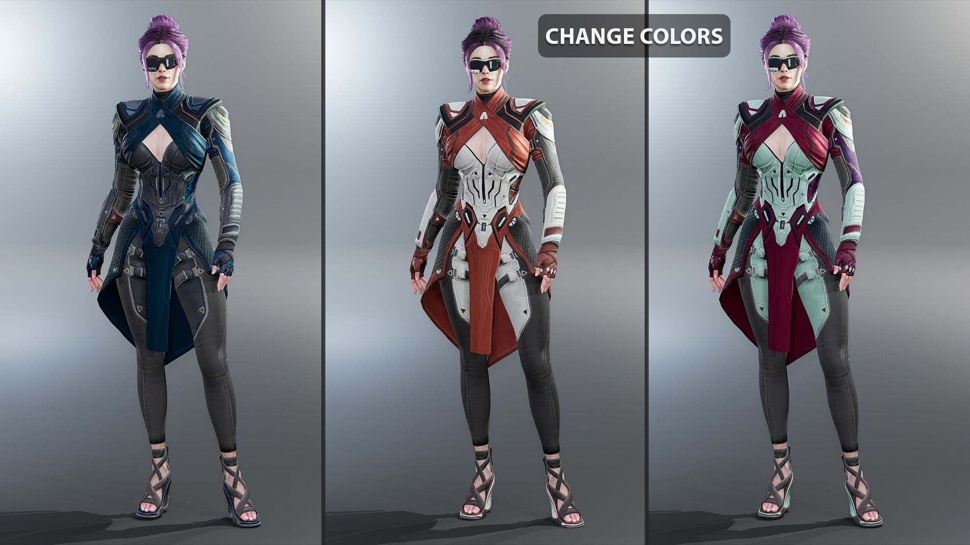 Sci-fi female Low-poly 3D model_6