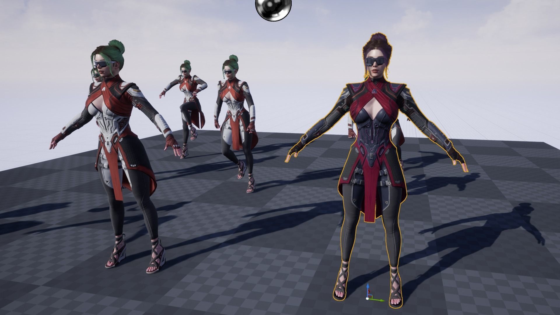 Sci-fi female Low-poly 3D model_10