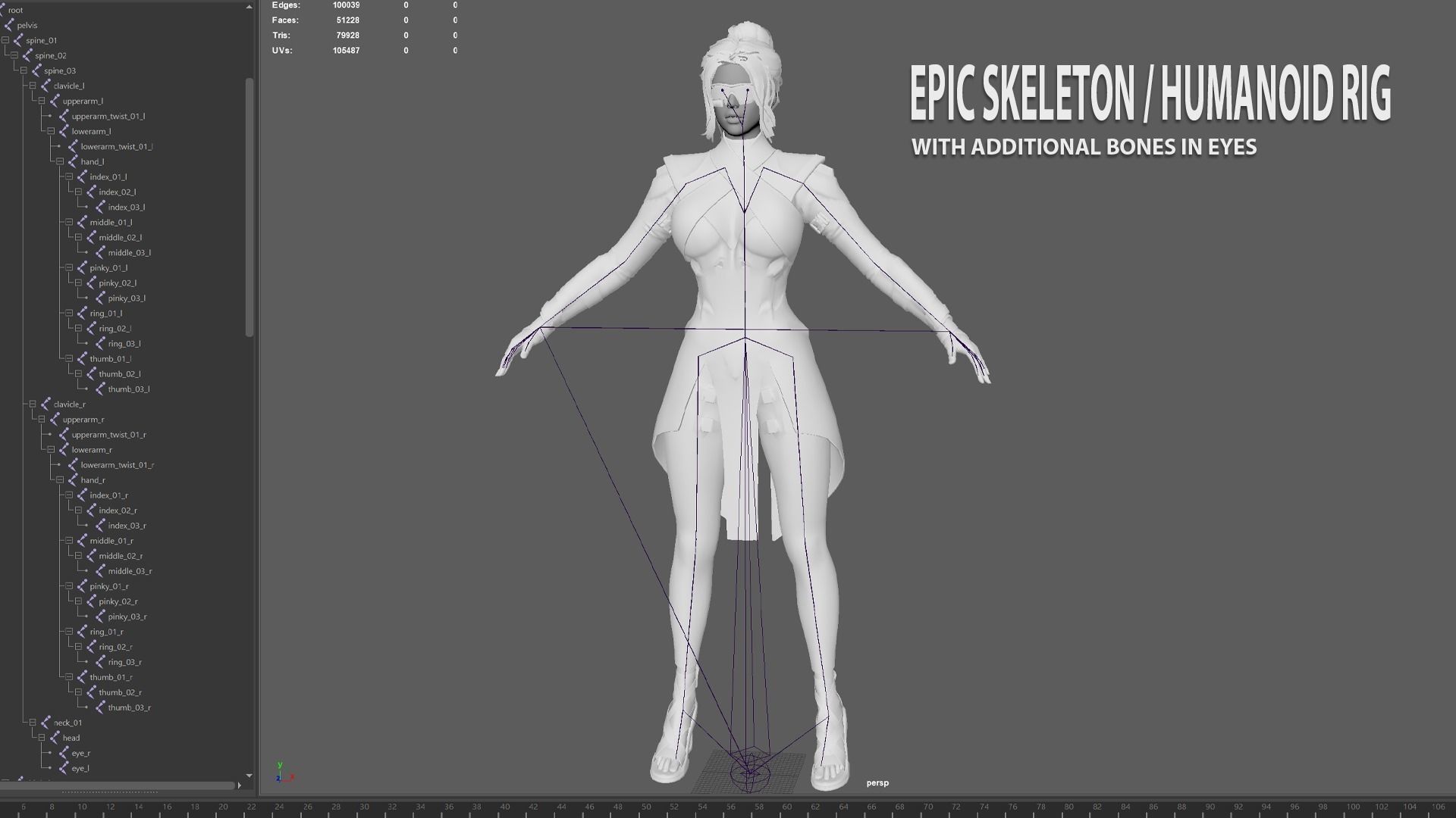 Sci-fi female Low-poly 3D model_12