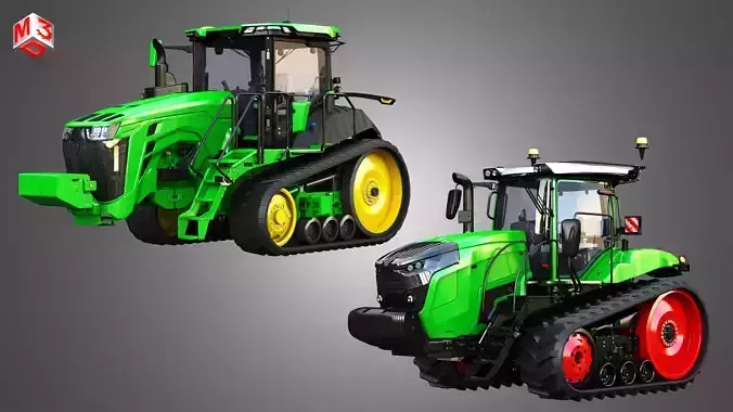 8RT Series Tractor - MT900 Tractor  - Tracted Tractors  2 in 1 3D Model Collection