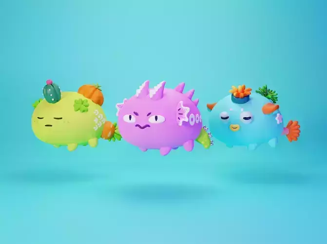 Cute Axie Infinity team with plant reptile and aqua