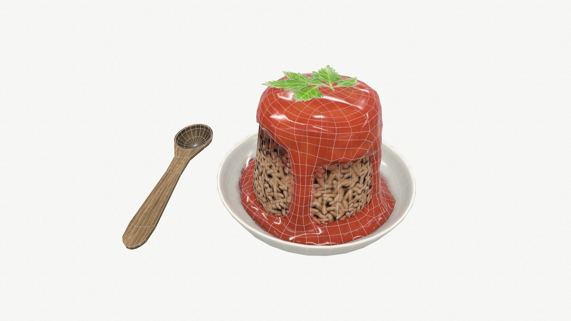 Rice tube pudding Low-poly 3D model_6