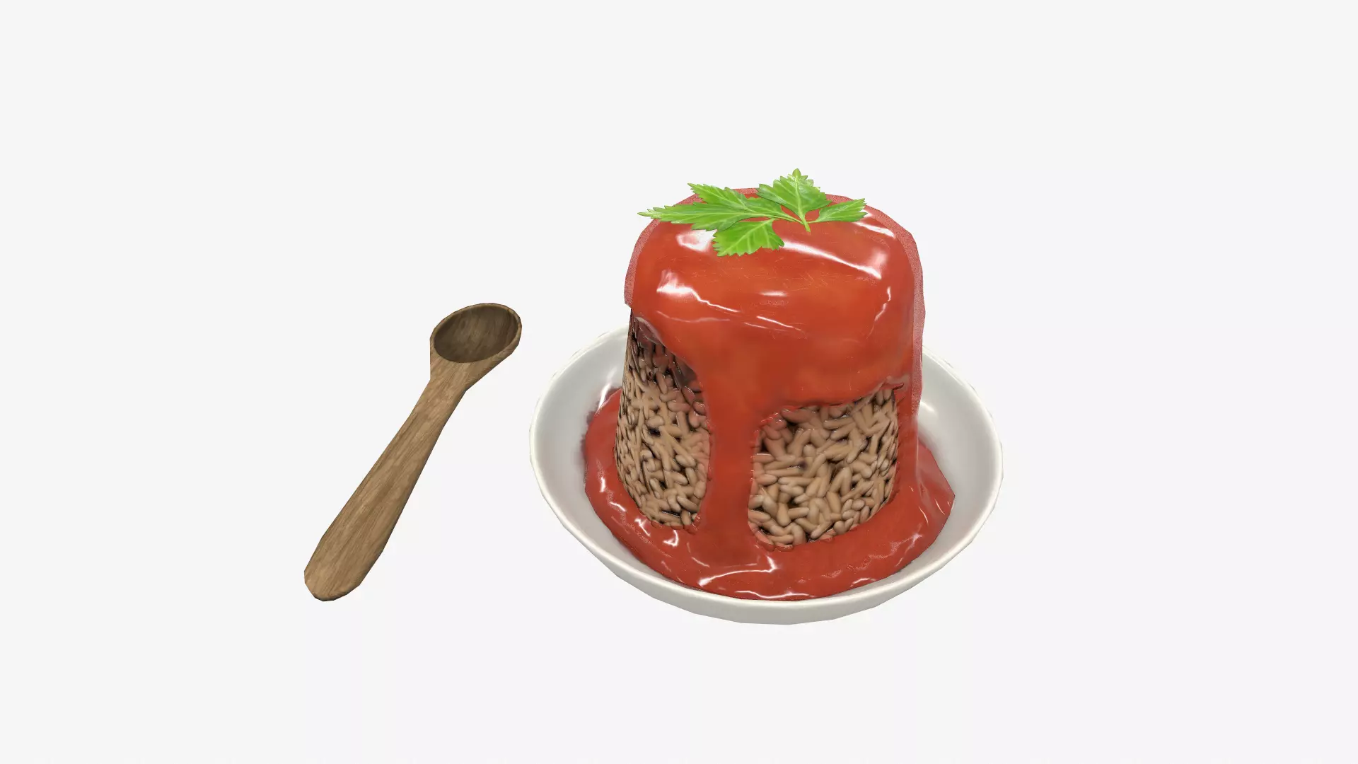 Rice tube pudding Low-poly 3D model_0