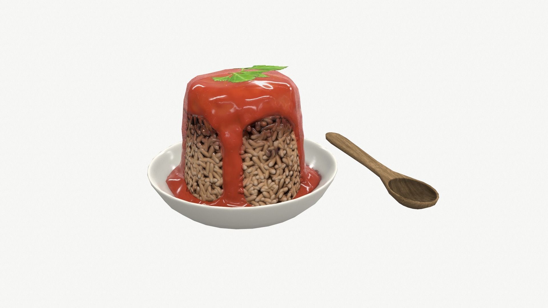 Rice tube pudding Low-poly 3D model_5