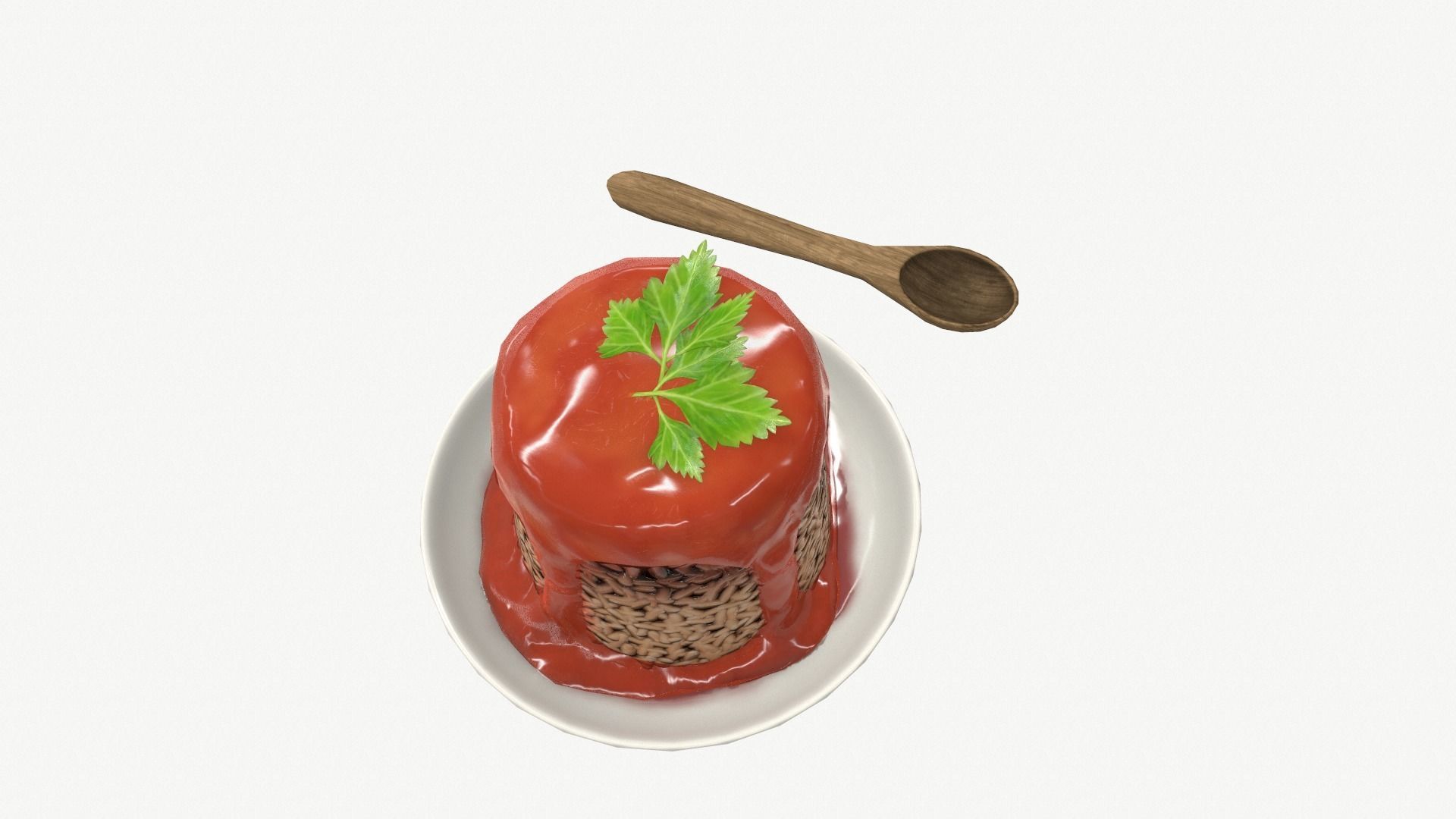 Rice tube pudding Low-poly 3D model_4