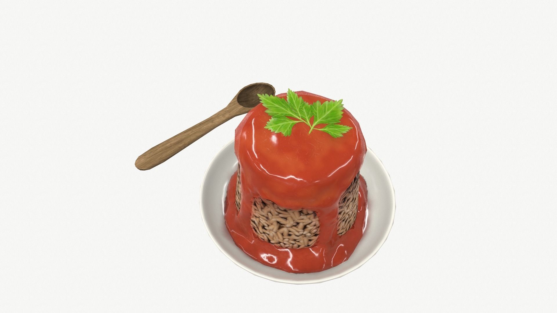 Rice tube pudding Low-poly 3D model_2