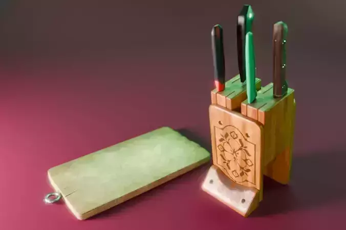 Knives and Cutting Board - Lowpoly