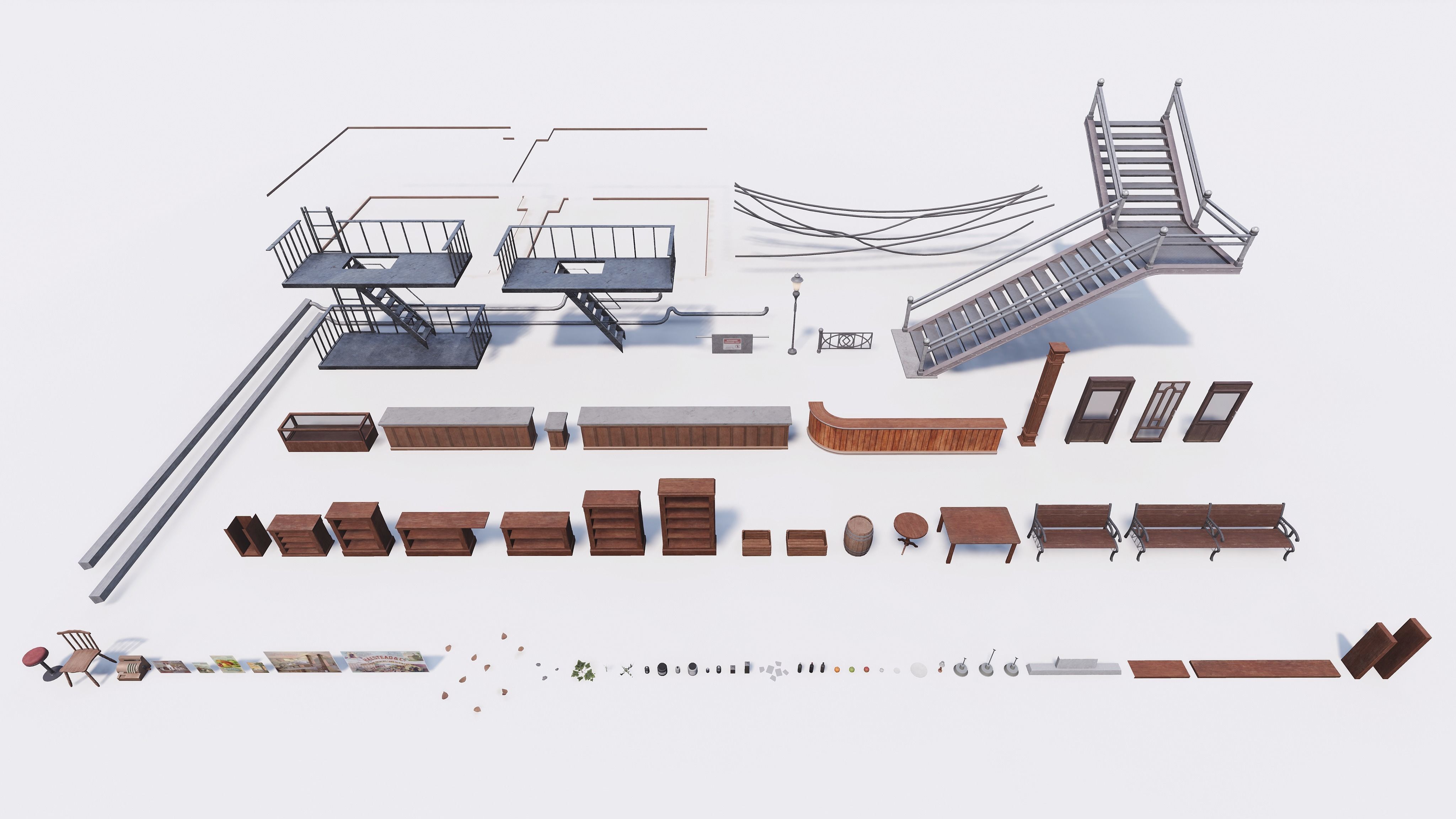 1900s Industrial Environment Low-poly 3D model_17