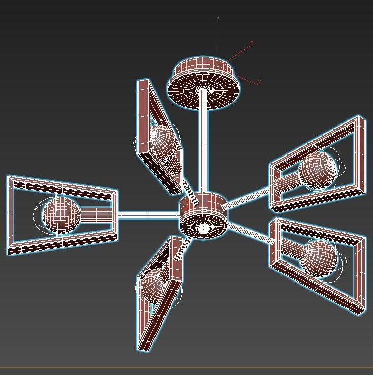 sherlas modern chandelier with four lights and wooden frame 3D model_3