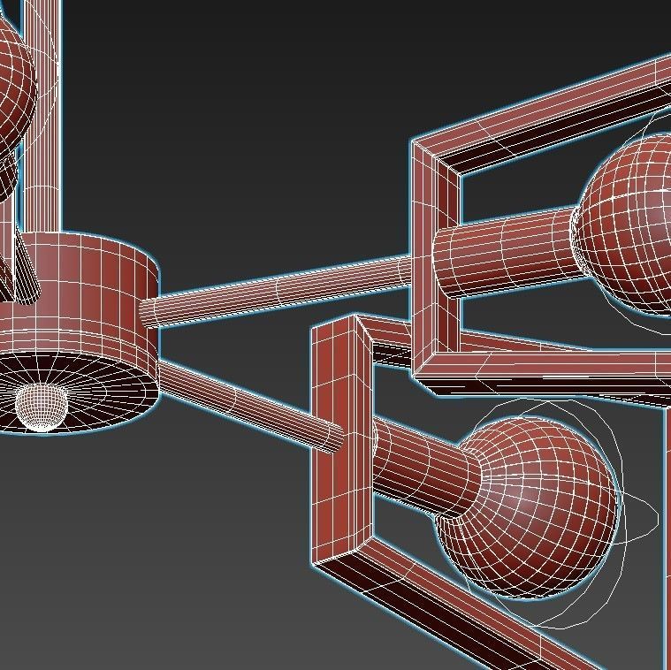 sherlas modern chandelier with four lights and wooden frame 3D model_4