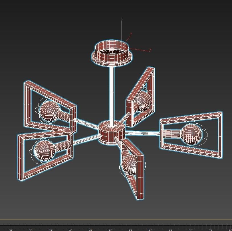 sherlas modern chandelier with four lights and wooden frame 3D model_2
