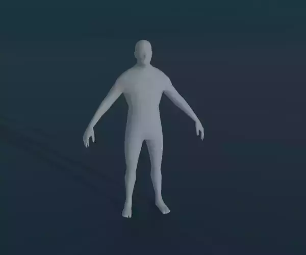 Male Body Base Mesh Animated and Rigged 3D Model 1k Polygons