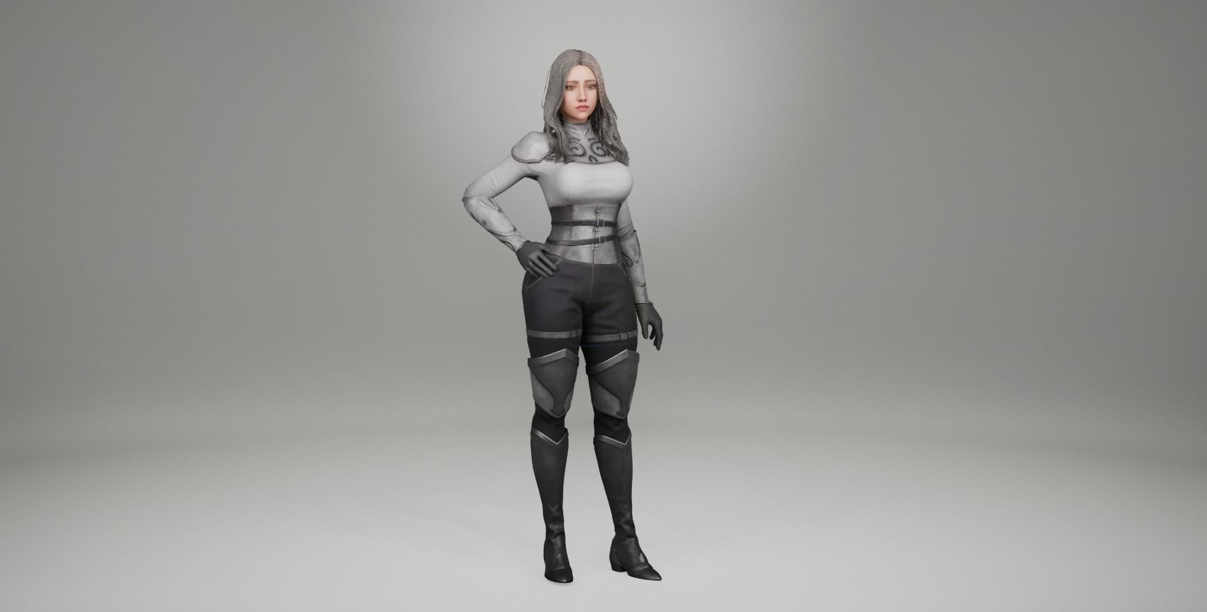 Hero Girl 1 - Customizable Modular Game Ready Low-poly 3D model_26