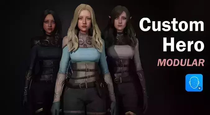 Hero Girl 1 - Customizable Modular Game Ready Low-poly 3D model