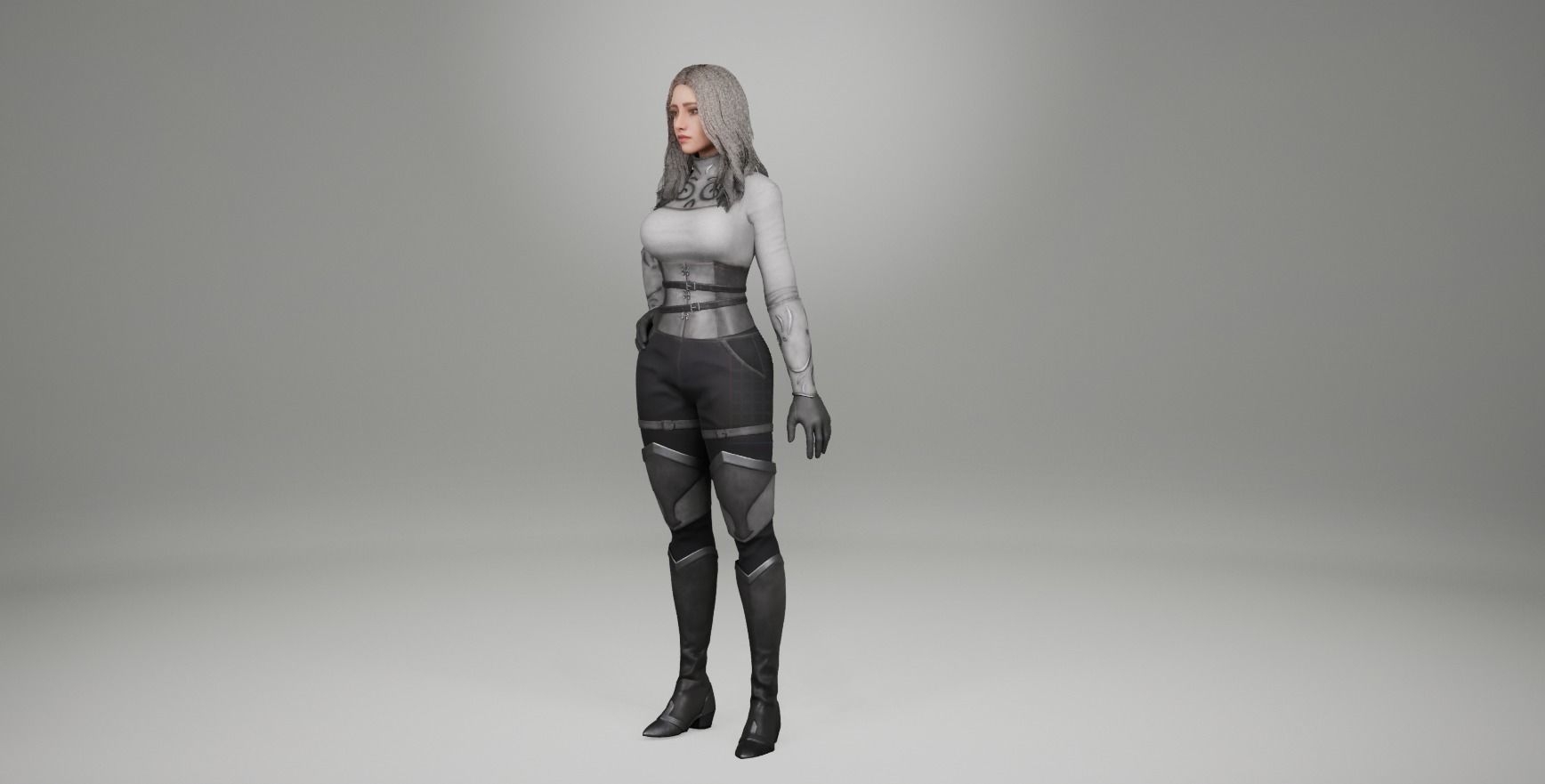 Hero Girl 1 - Customizable Modular Game Ready Low-poly 3D model_22