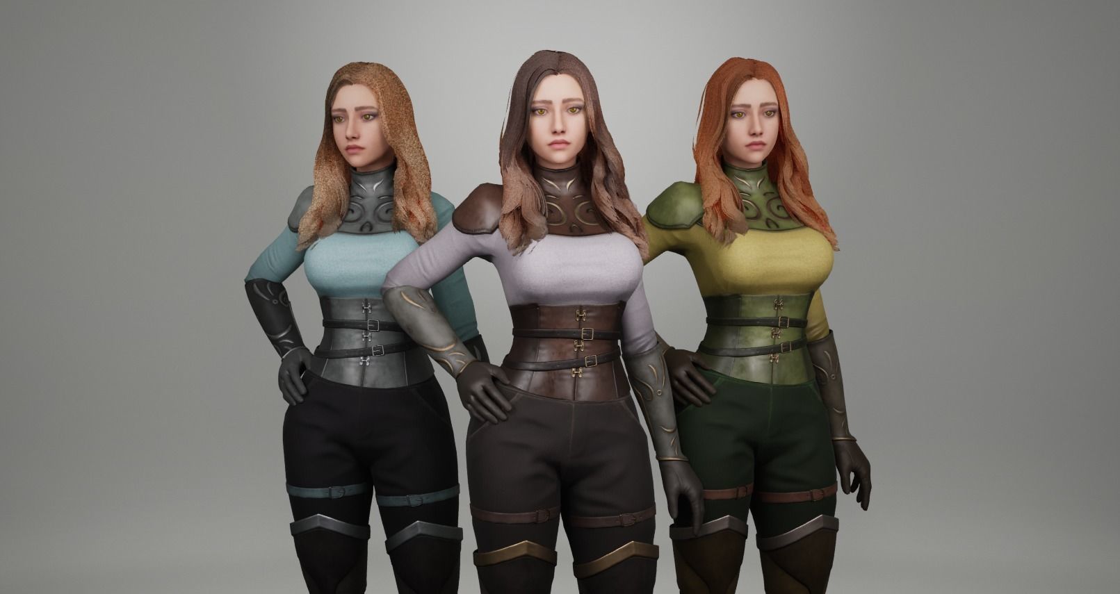 Hero Girl 1 - Customizable Modular Game Ready Low-poly 3D model_10