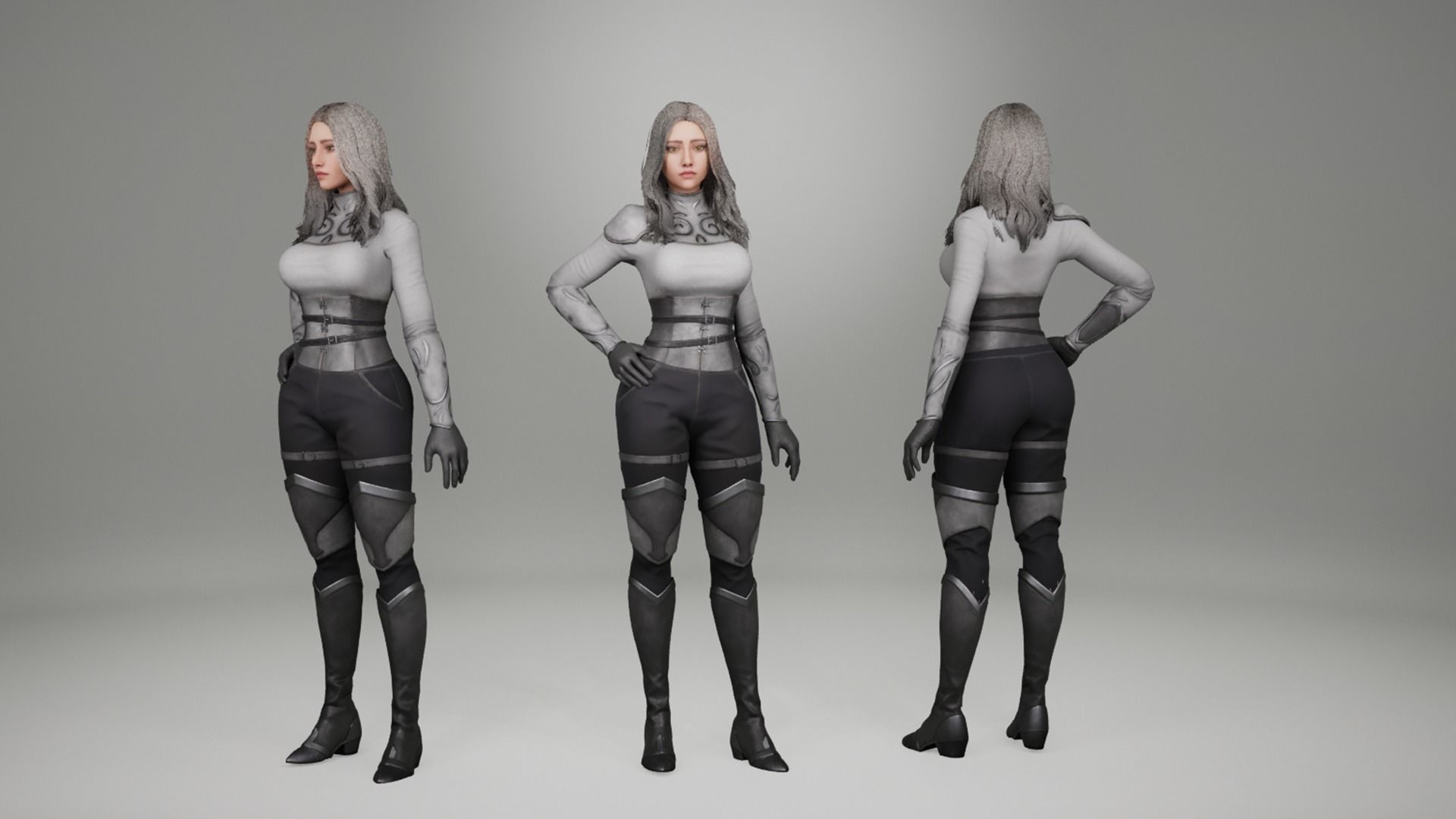 Hero Girl 1 - Customizable Modular Game Ready Low-poly 3D model_13
