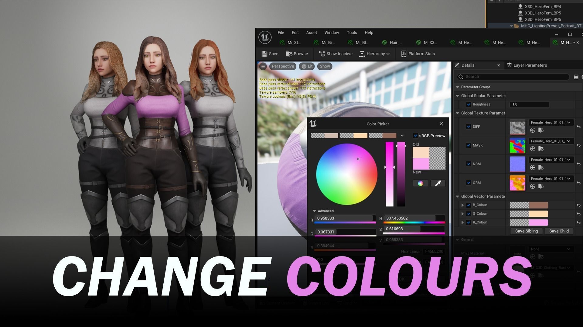 Hero Girl 1 - Customizable Modular Game Ready Low-poly 3D model_6