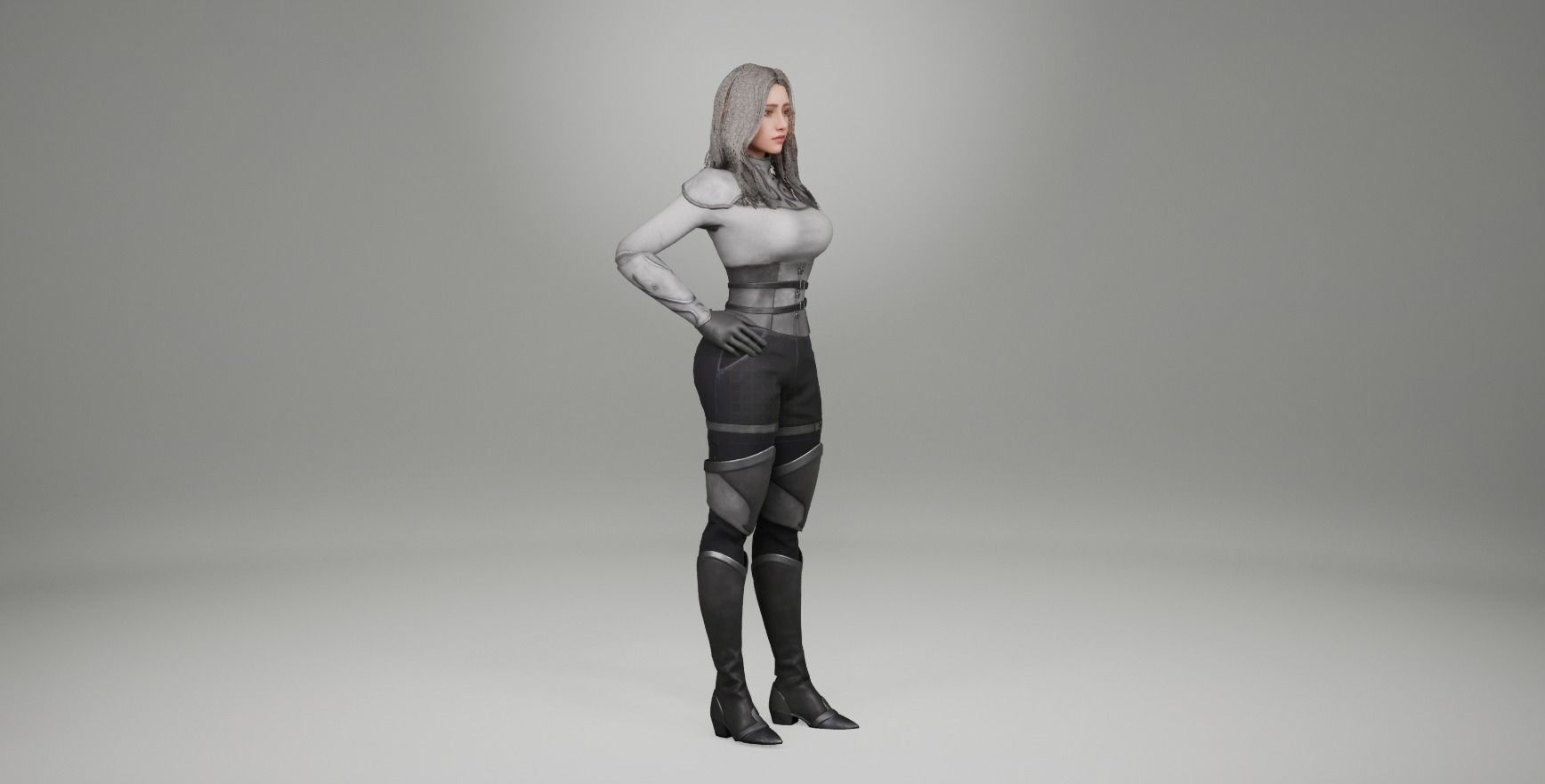 Hero Girl 1 - Customizable Modular Game Ready Low-poly 3D model_25