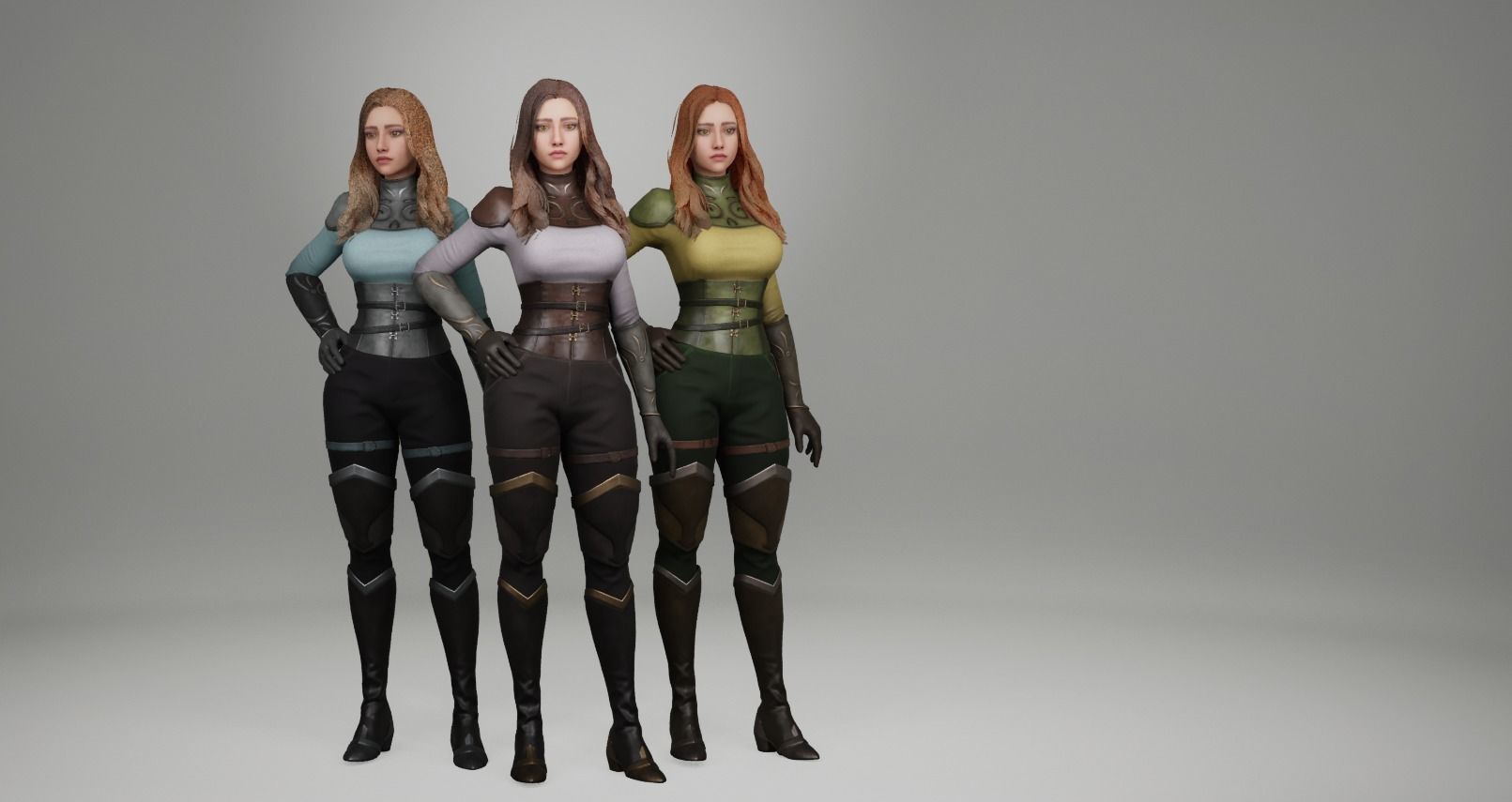 Hero Girl 1 - Customizable Modular Game Ready Low-poly 3D model_11