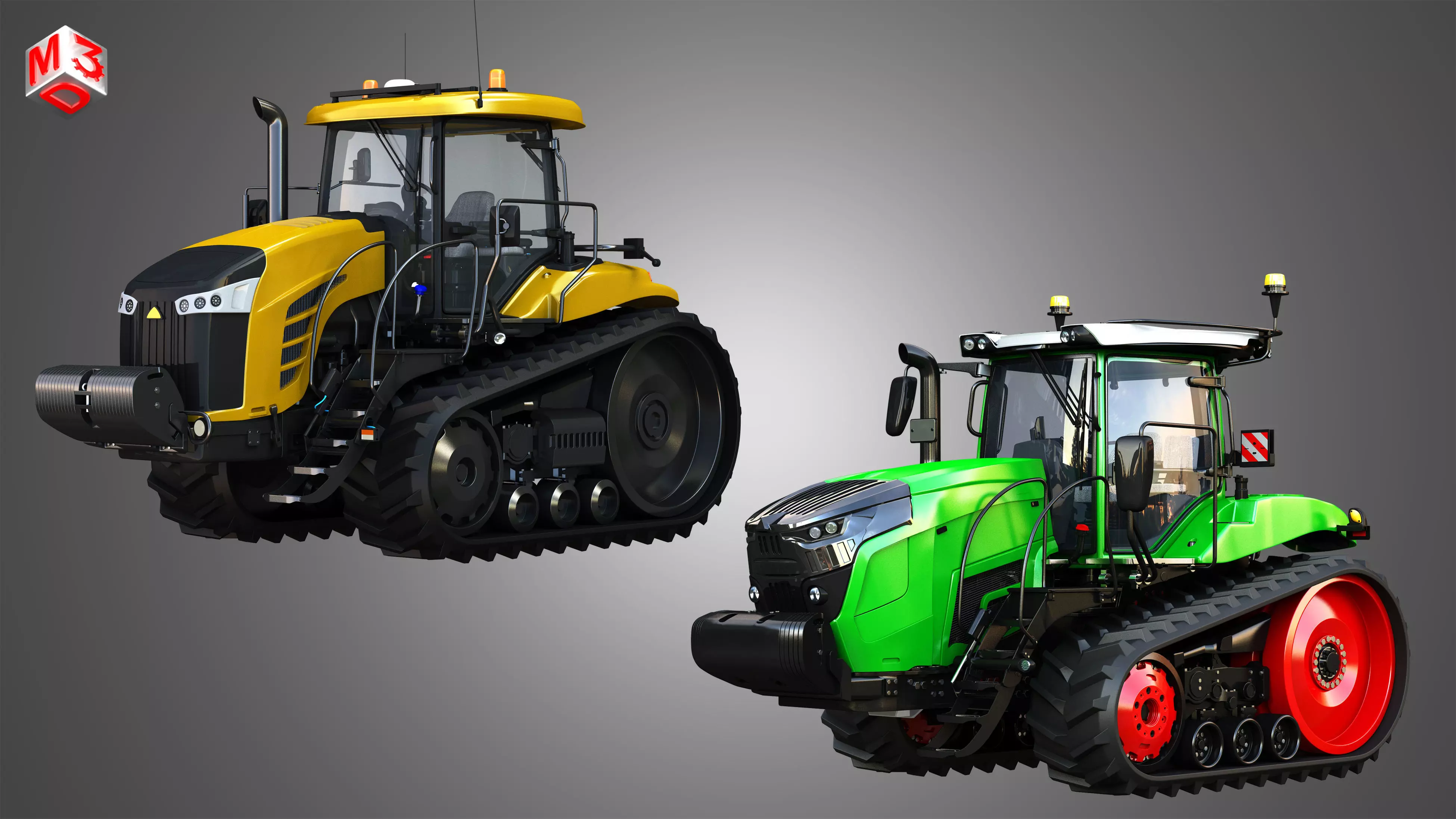 Challenger MT700E - MT900 Tractors  - Tracted Tractors  2 in 1 3D Model Collection_0