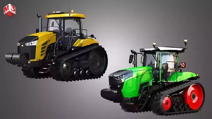 Challenger MT700E - MT900 Tractors  - Tracted Tractors  2 in 1 3D Model Collection