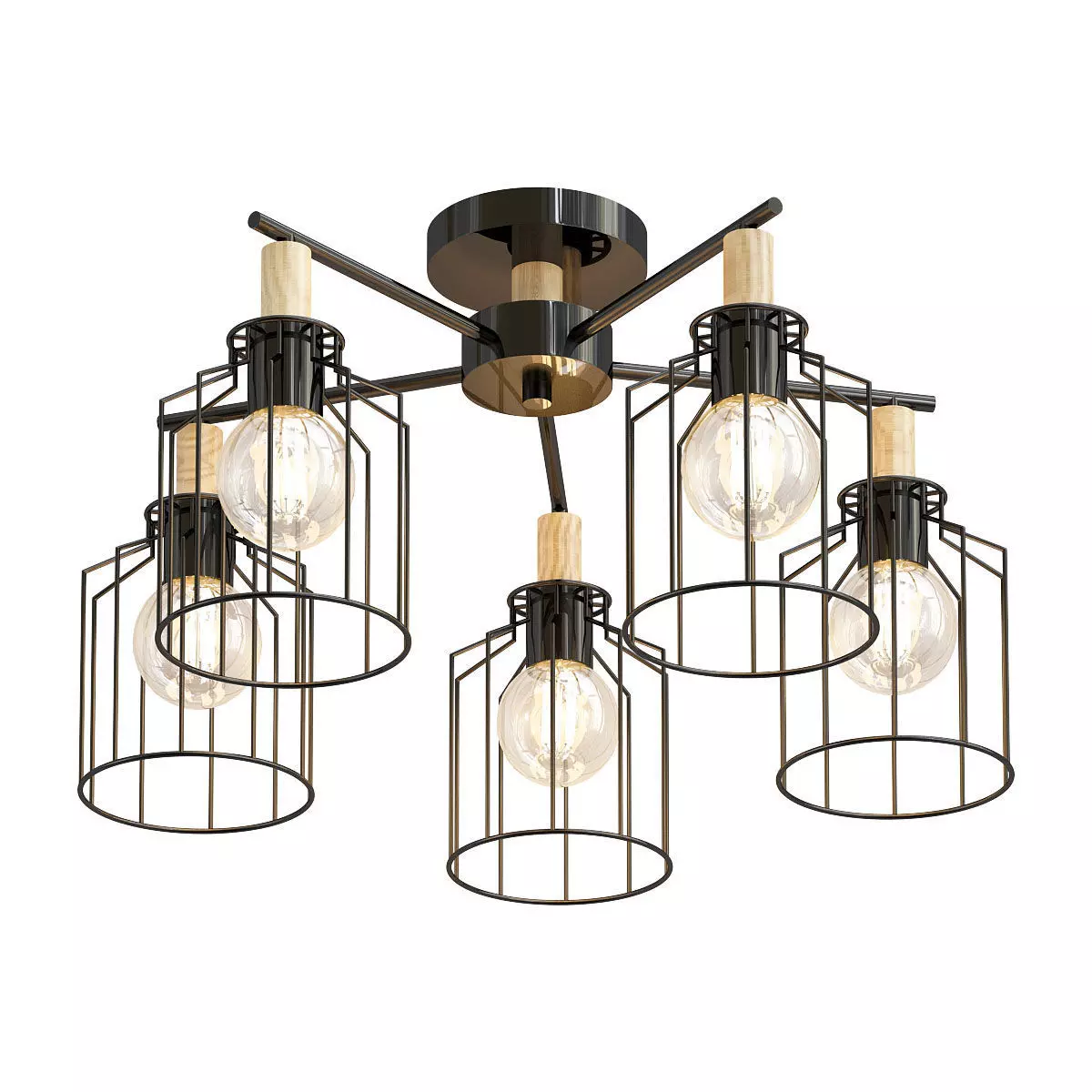 escada six light caged ceiling light 3D model